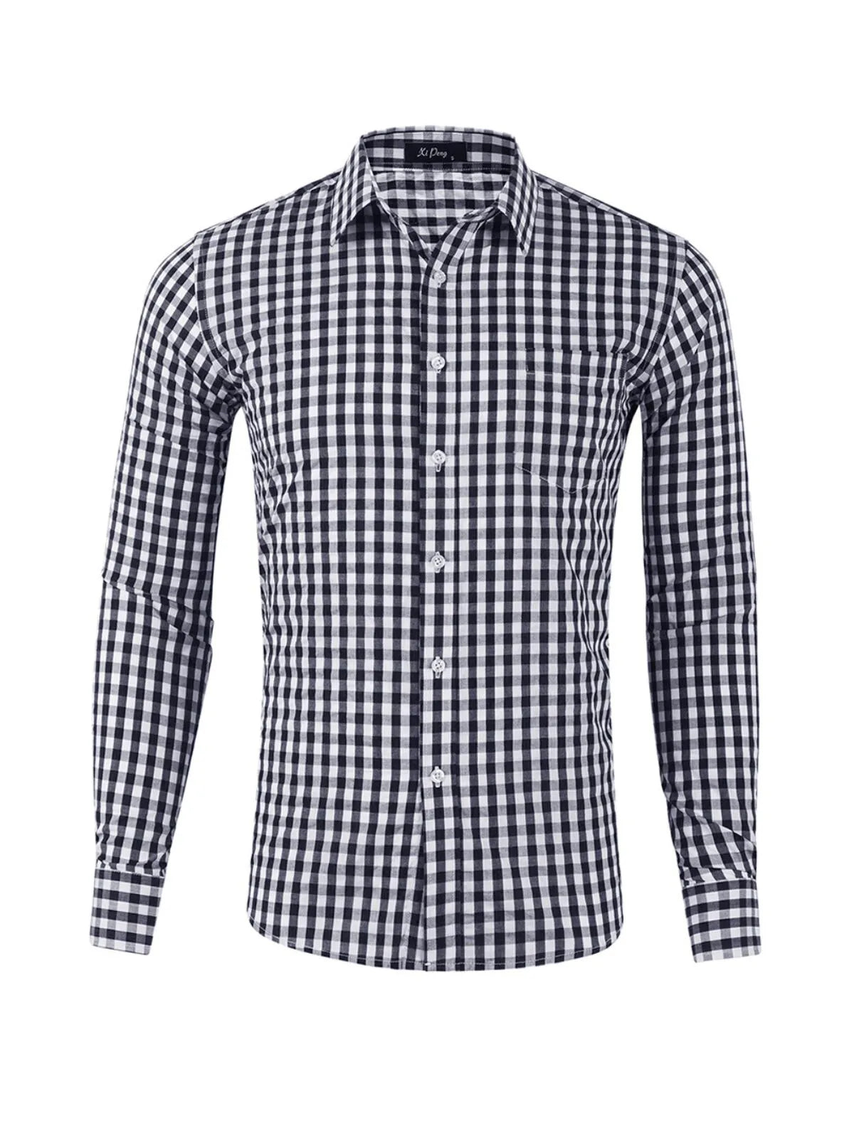 Gingham Plaid Lapel Regular Shirts