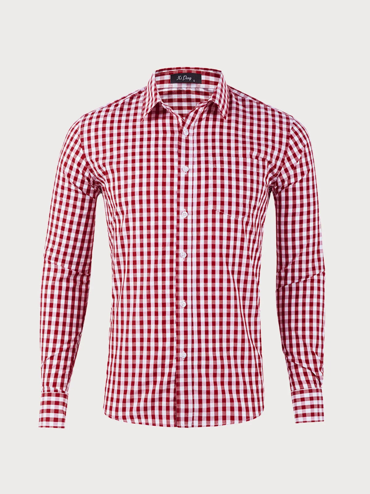 Gingham Plaid Lapel Regular Shirts