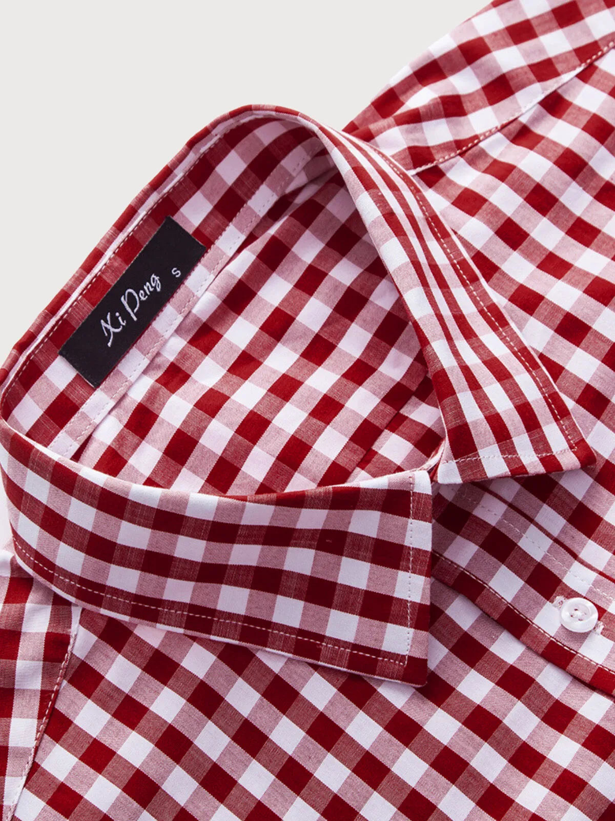 Gingham Plaid Lapel Regular Shirts