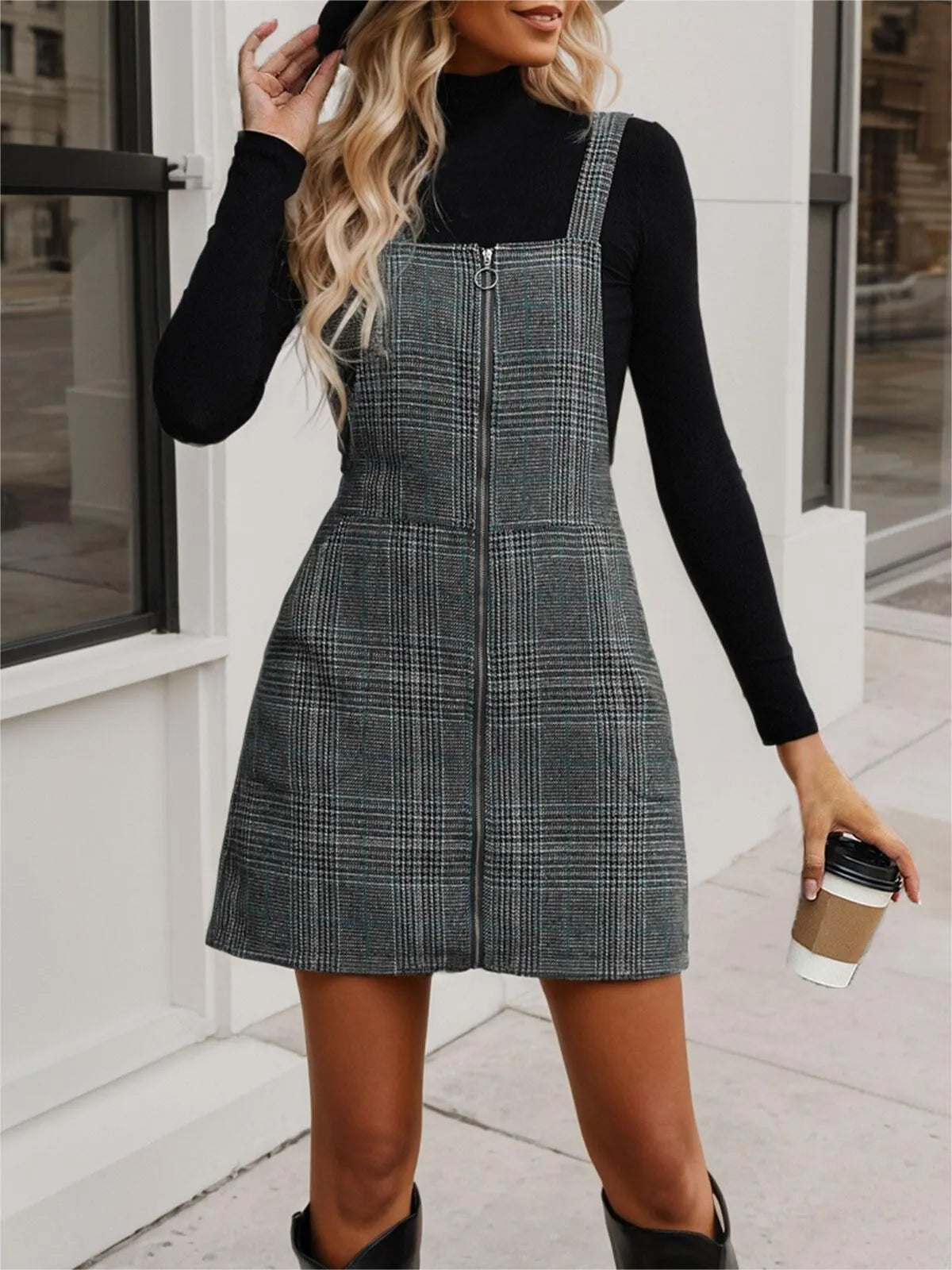 Gingham Plaid Spaghetti Strap A-line Dress