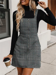 Gingham Plaid Spaghetti Strap A-line Dress