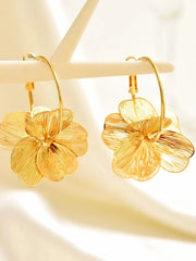 1PC Trendy Elegant Minimalist Fashion Double Layer Hollow Out Flower Design Dangle Party Earrings