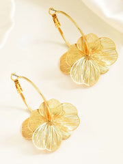 1PC Trendy Elegant Minimalist Fashion Double Layer Hollow Out Flower Design Dangle Party Earrings