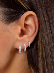 1 Pair 14K Gold-Plated Rhinestone Cubic Zirconia Hoop Earrings 
