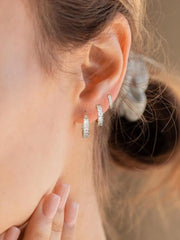 1 Pair 14K Gold-Plated Rhinestone Cubic Zirconia Hoop Earrings 