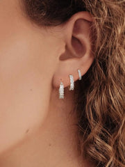 1 Pair 14K Gold-Plated Rhinestone Cubic Zirconia Hoop Earrings 