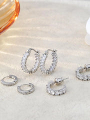 1 Pair 14K Gold-Plated Rhinestone Cubic Zirconia Hoop Earrings 