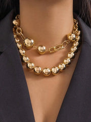 Glamorous Style 1 Pair Solid Metal Button Alloy Necklaces
