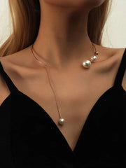 Glamorous Style 1pc Solid Pearl Alloy Necklace