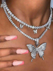 Glamorous Style 2pcs 3D Butterflys Alloy Necklaces