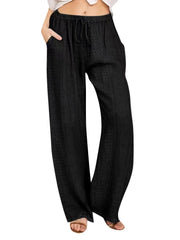 Gothic Lace Accent Distressed Hem Palazzo Pant