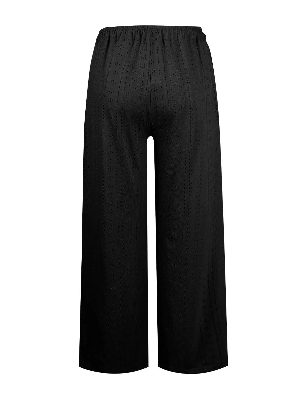 Gothic Lace Accent Distressed Hem Palazzo Pant