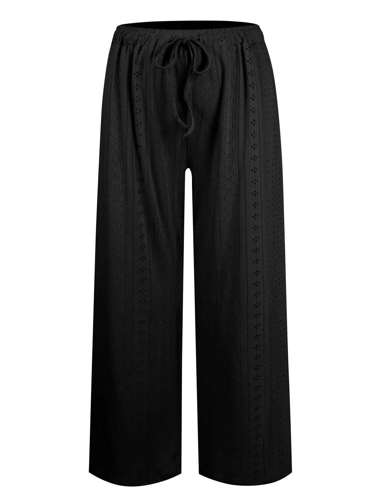 Gothic Lace Accent Distressed Hem Palazzo Pant