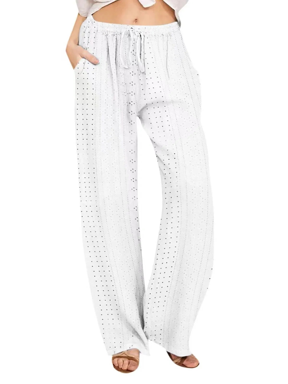 Gothic Lace Accent Distressed Hem Palazzo Pant
