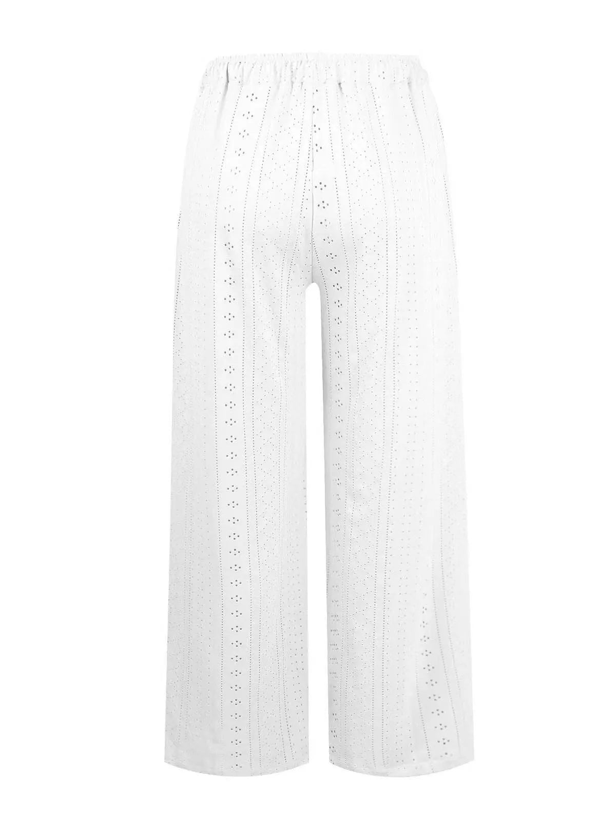 Gothic Lace Accent Distressed Hem Palazzo Pant