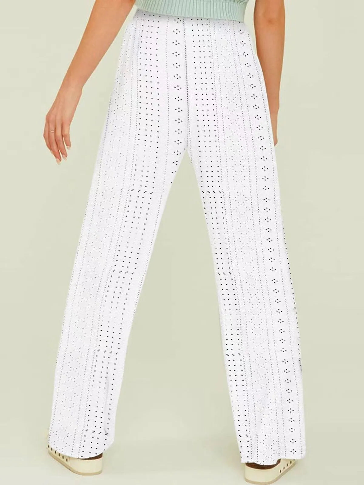 Gothic Lace Accent Distressed Hem Palazzo Pant