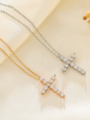 Gothic Style 1pc Rhinestone Cross Alloy Necklace