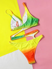 Gradient Hollow Out Low Rise Spaghetti Strap Sleeveless One-piece
