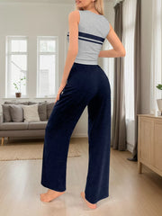 Solid Sleeveless Tank Pajama Pants Set