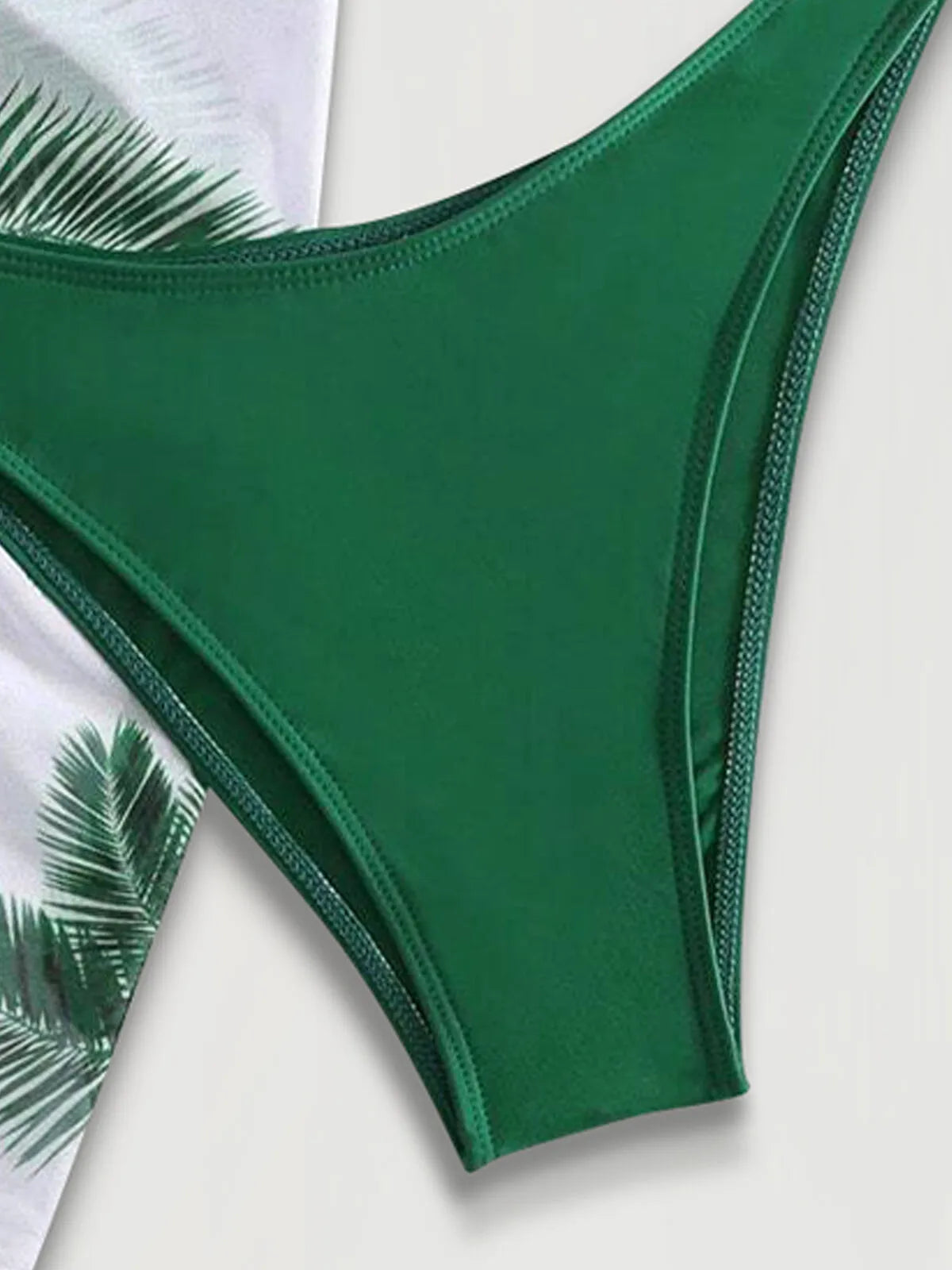 Leaff Print Backless Low Rise Bikini Sets