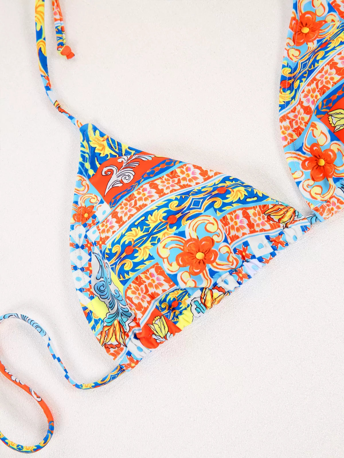 Tribal Backless Low Rise Halter Bikini