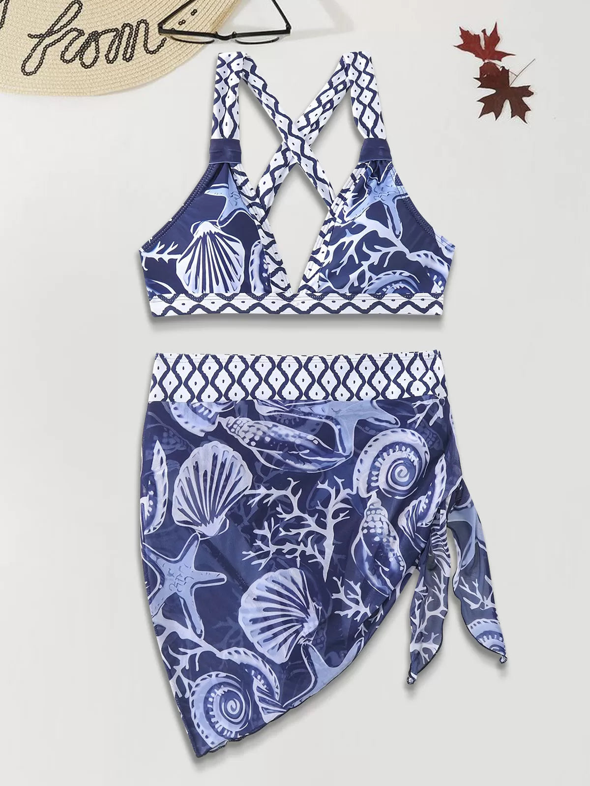 Graphic Backless Medium Rise Bikini Sets