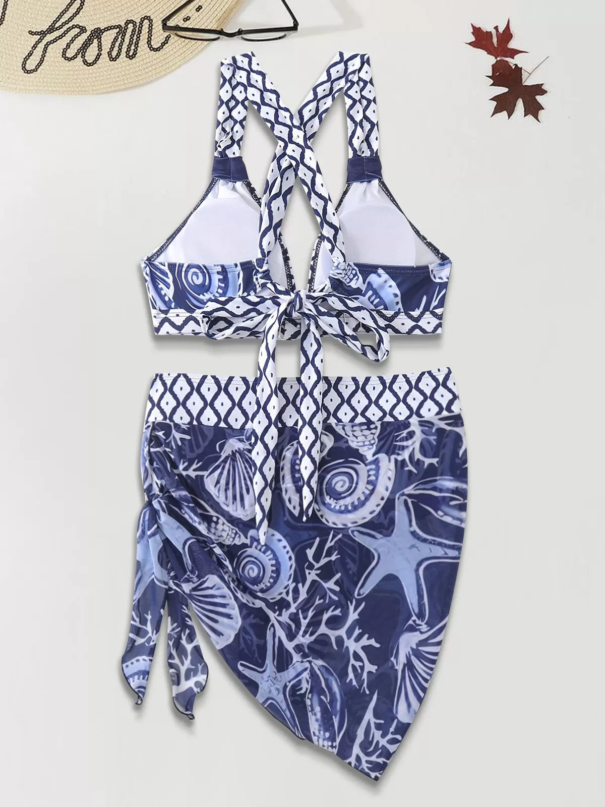 Graphic Backless Medium Rise Bikini Sets