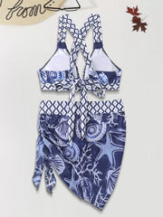 Graphic Backless Medium Rise Bikini Sets