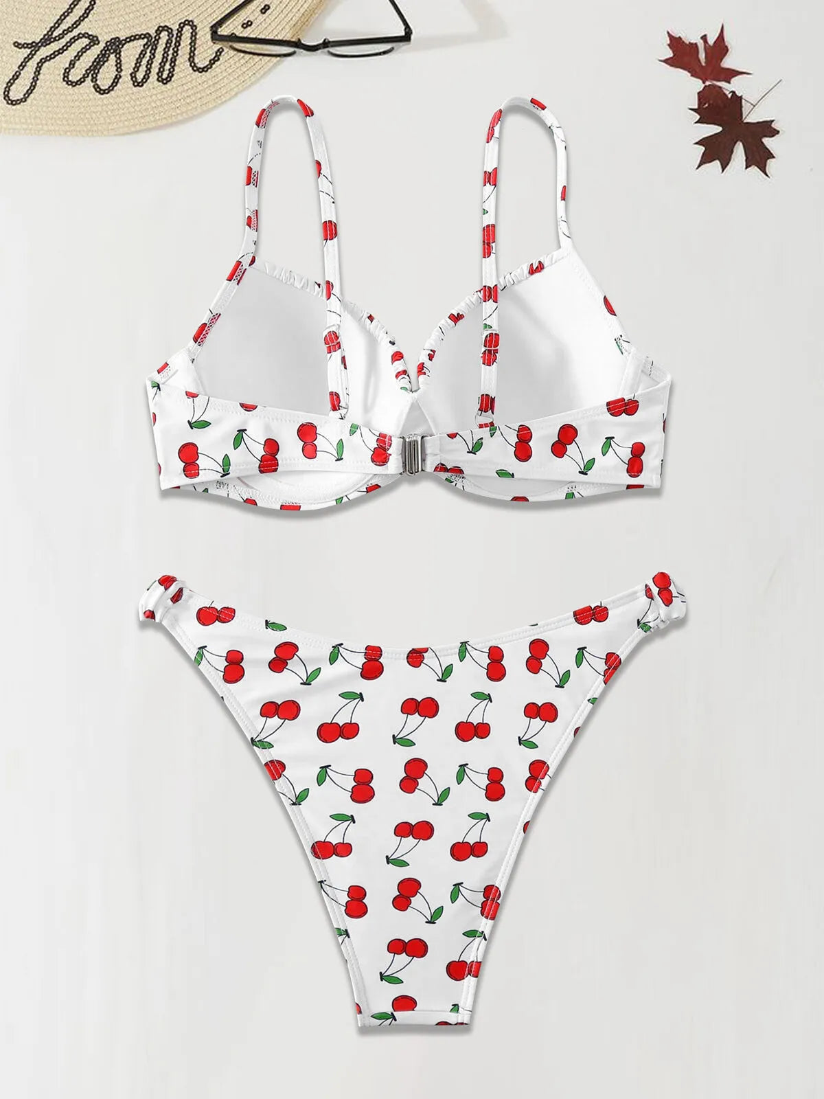 Graphic Cherry Spaghetti Strap Bikini