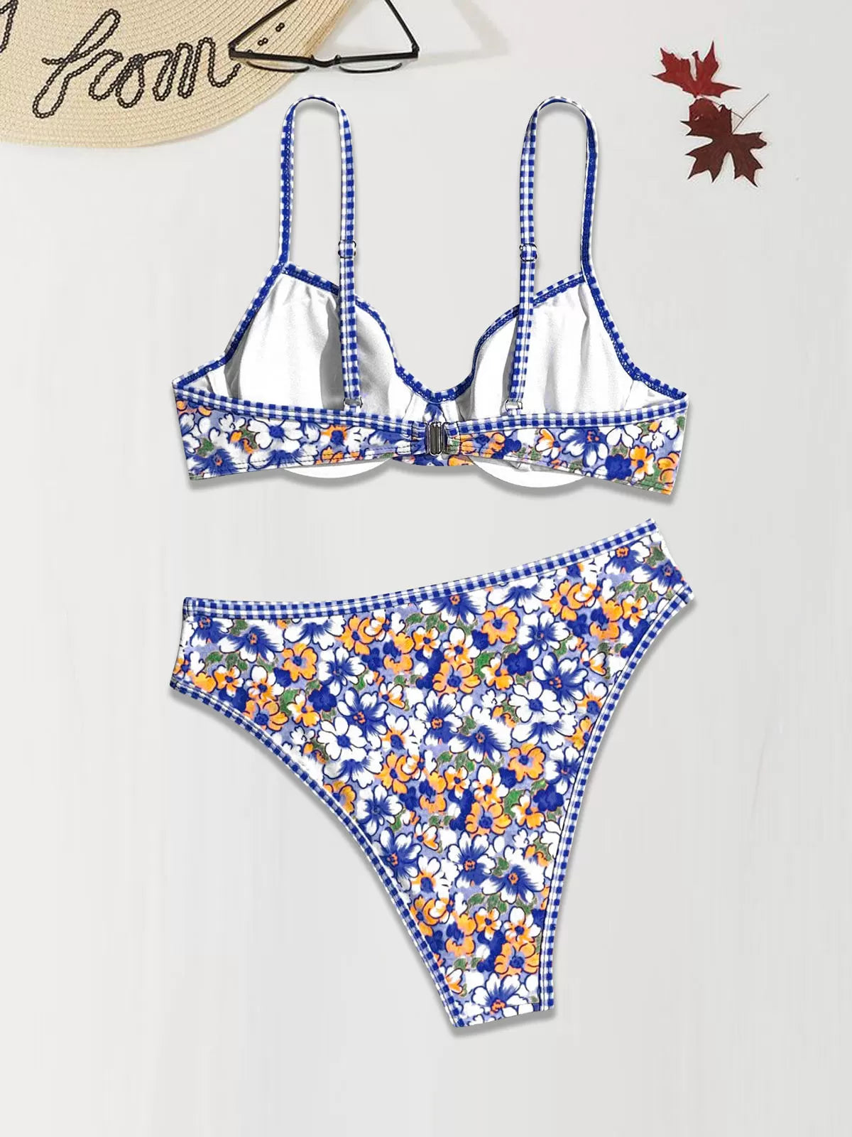 Graphic Flowers Spaghetti Strap Bikini 
