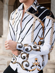 Graphic Button Lapel Shirts