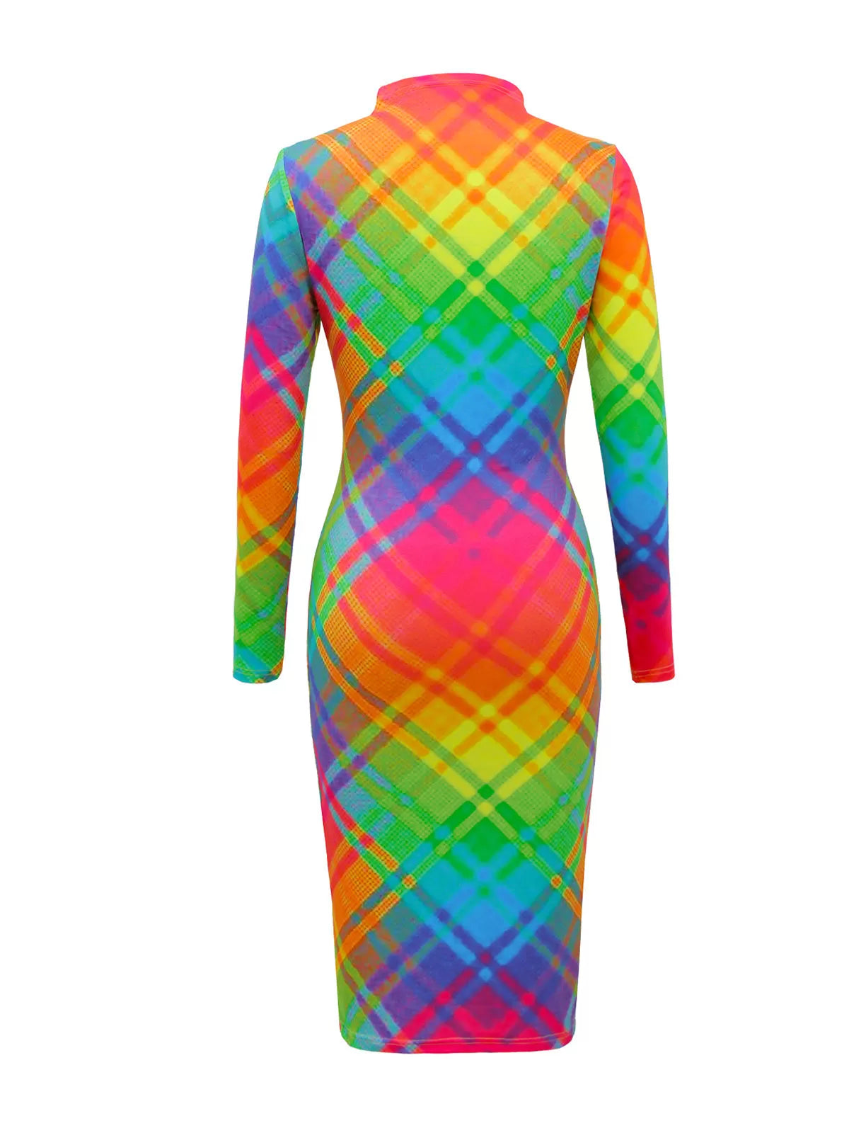 Graphic High Neck Mock Regular Sleeve Bodycon Dress