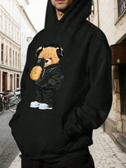 Bear Graphic Hooded Regular Long Sleeve Hoodie