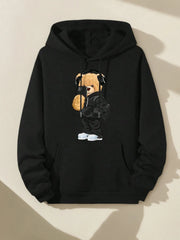 Bear Graphic Hooded Regular Long Sleeve Hoodie