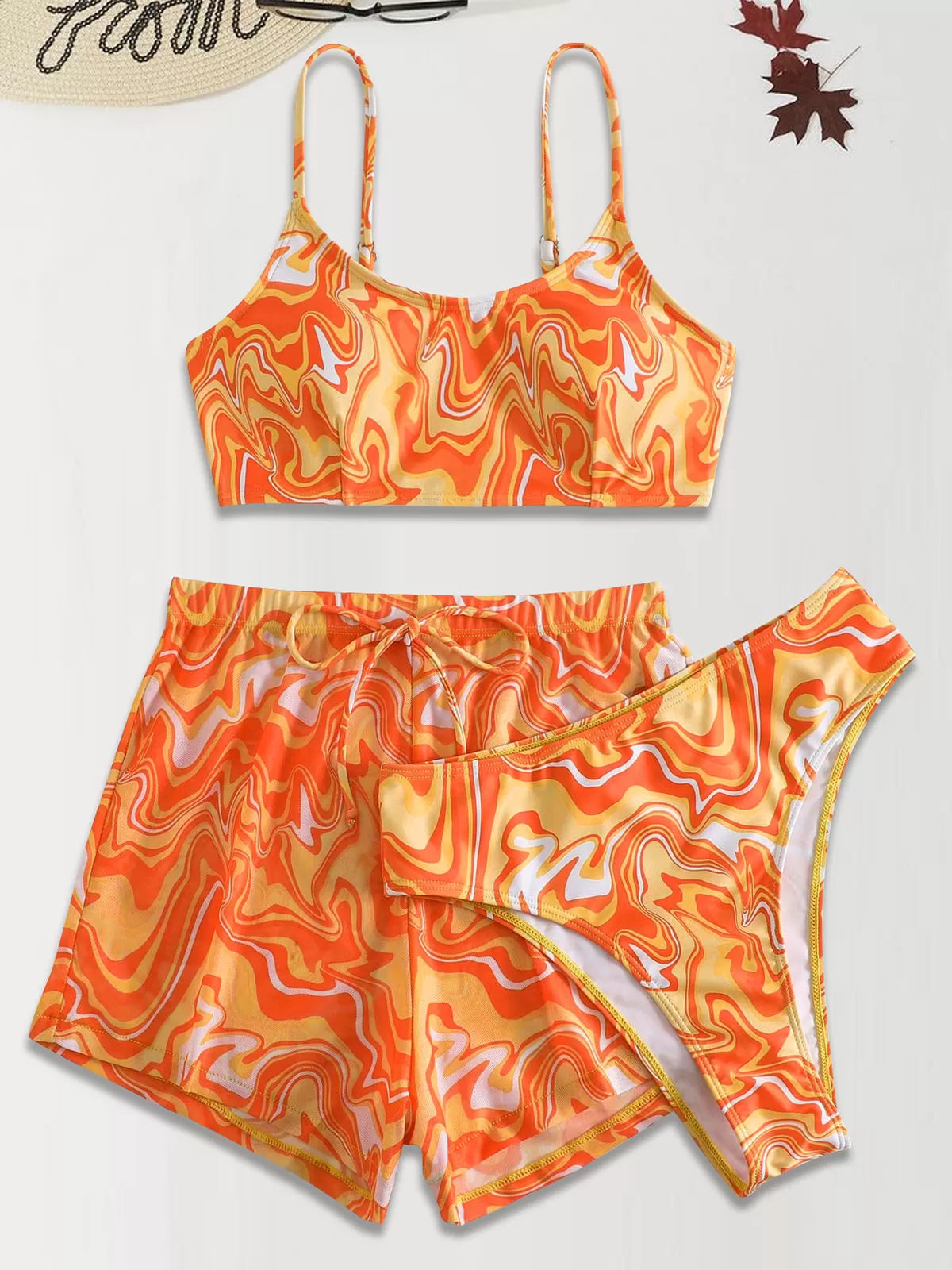Graphic Lace-up High Rise Bikini Sets