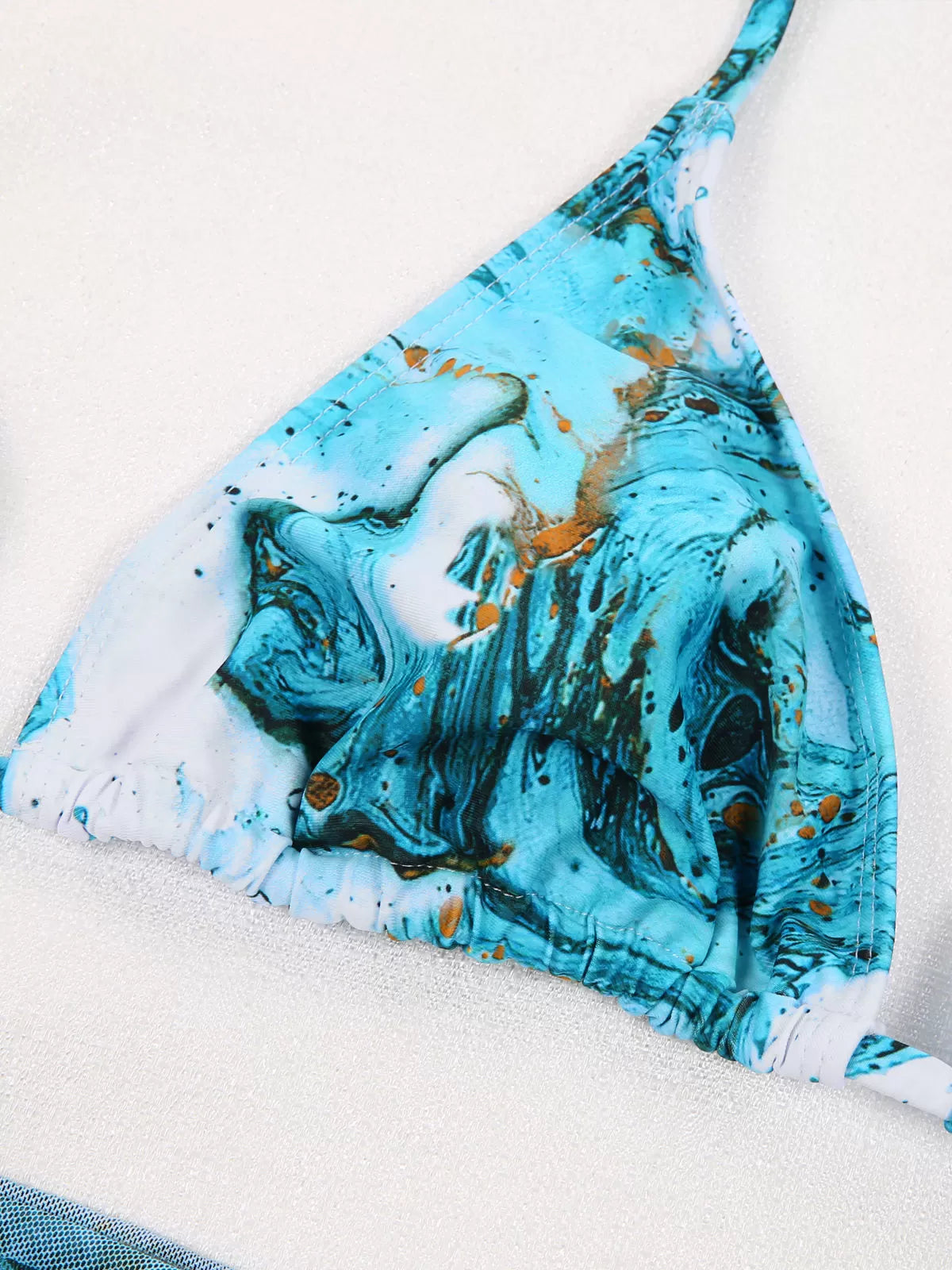 Marble Print Lace-up High Rise Bikini Sets