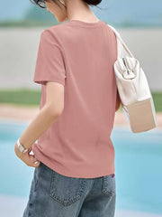 Graphic Letter Round Neck Short Sleeve T-shirt