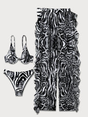 Graphic Snakeskin Low Rise Sexy Bikini Sets