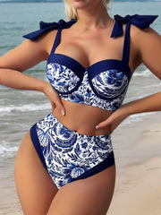 Graphic Plants Low Rise Spaghetti Strap Bikini 