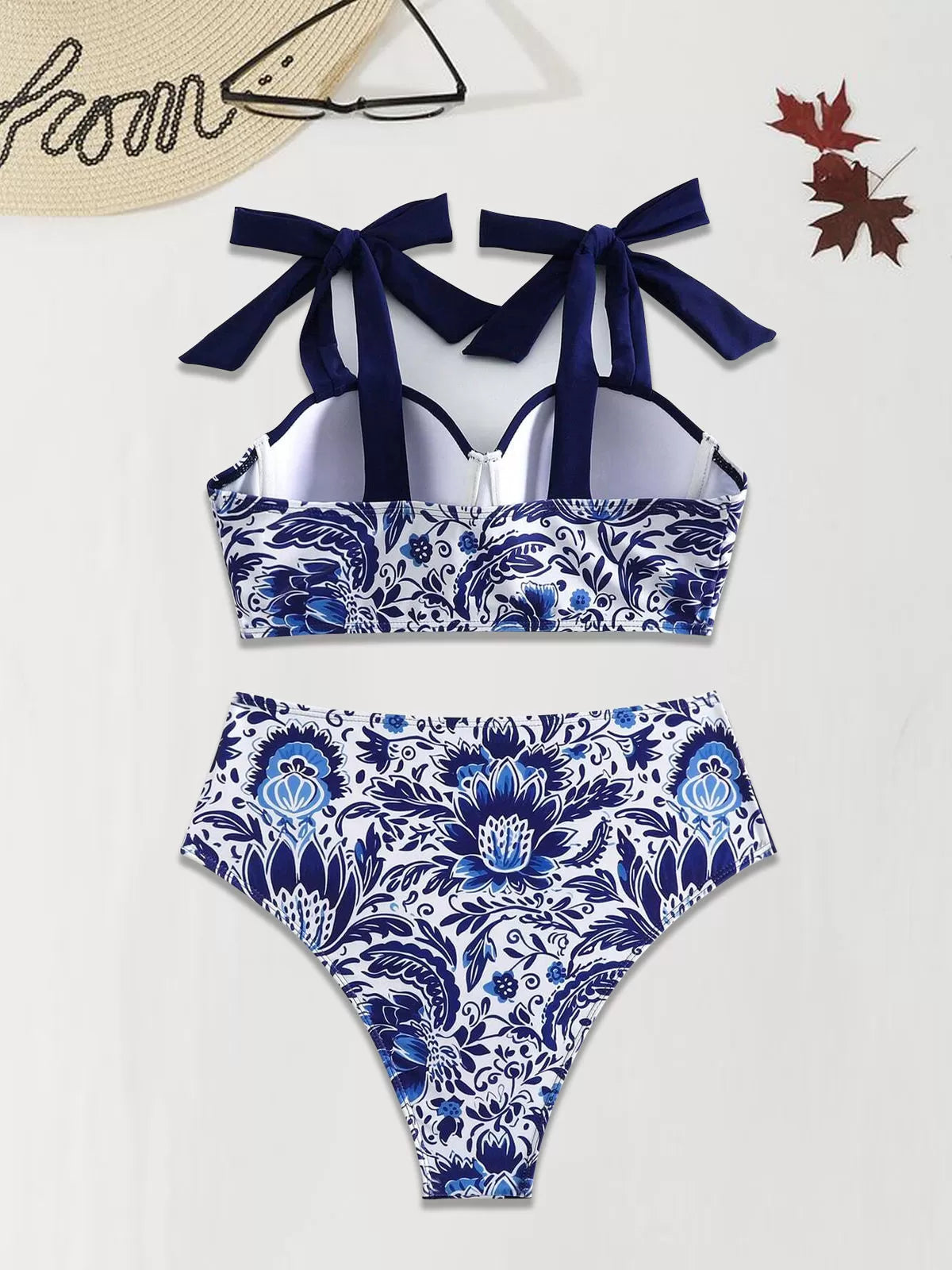 Graphic Plants Low Rise Spaghetti Strap Bikini 