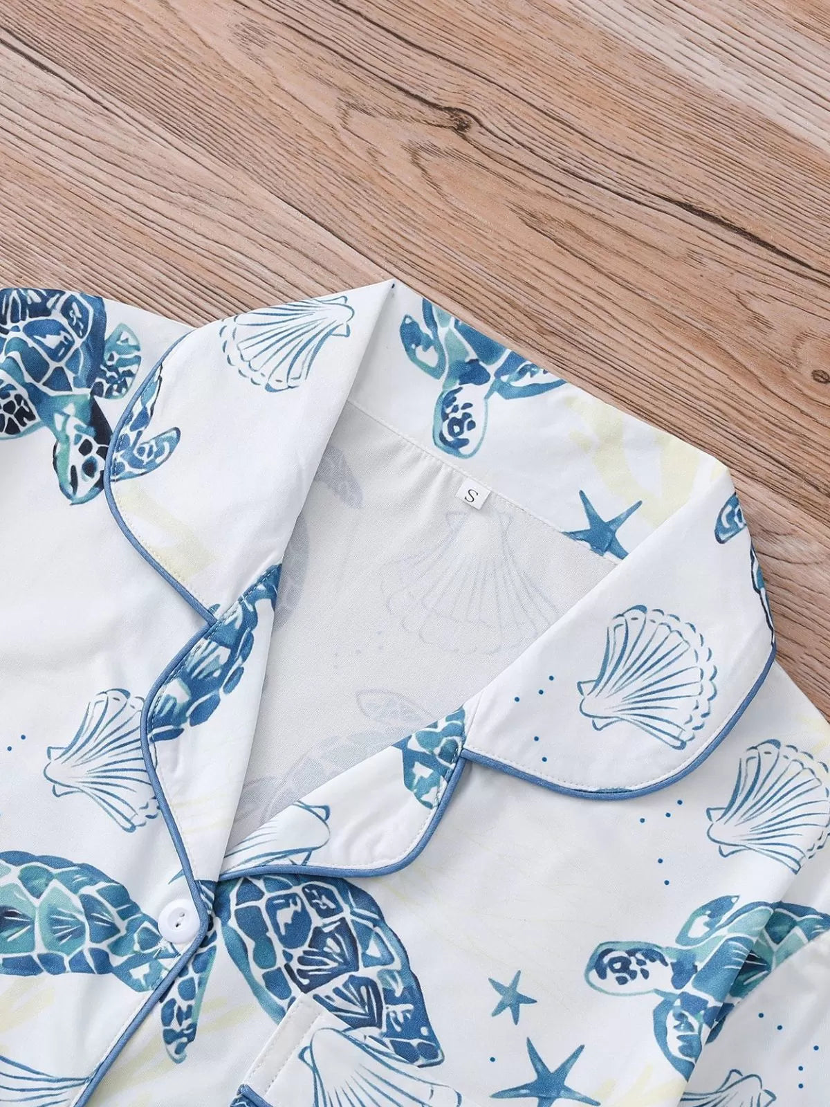 Graphic Ocean Turtle Star Print Pajama Shorts Set