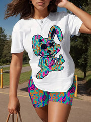 Animal Round Neck T-shirt & All Over Print Shorts