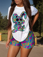 Animal Round Neck T-shirt & All Over Print Shorts