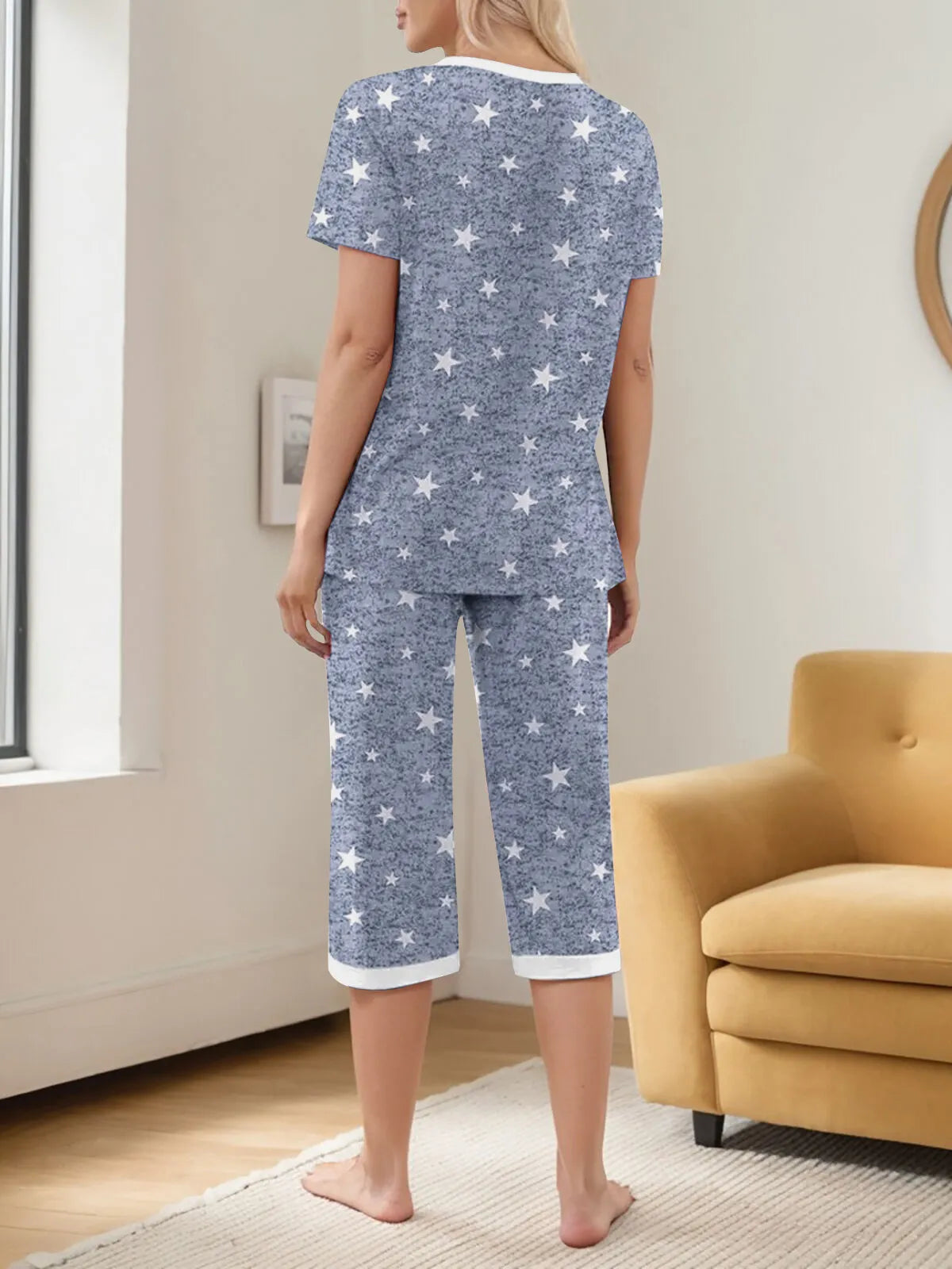 Star Graphic Regular Short Sleeve Pajama Shorts Set