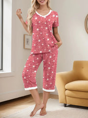 Star Graphic Regular Short Sleeve Pajama Shorts Set