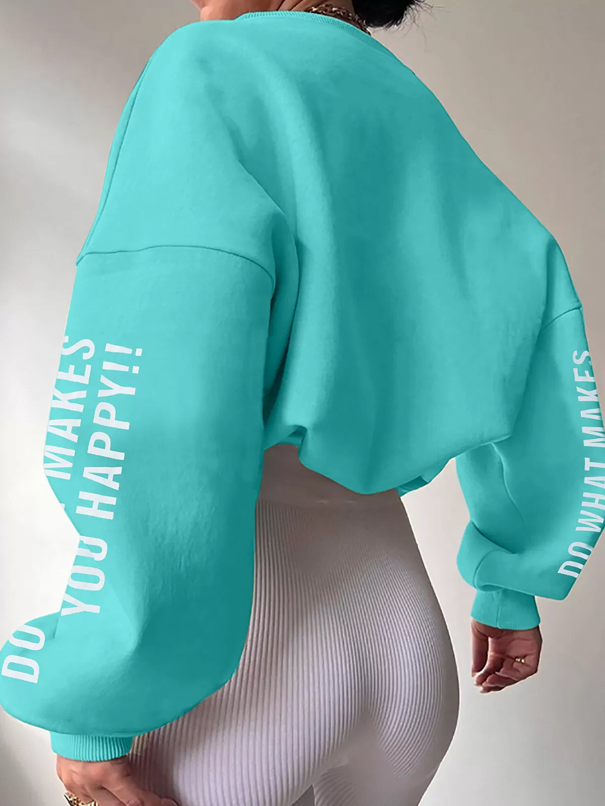Letter Round Neck Long Sleeve Sweatshirt