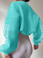 Letter Round Neck Long Sleeve Sweatshirt