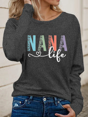 Letter Round Neck Regular Sleeve Long Sleeve T-shirt