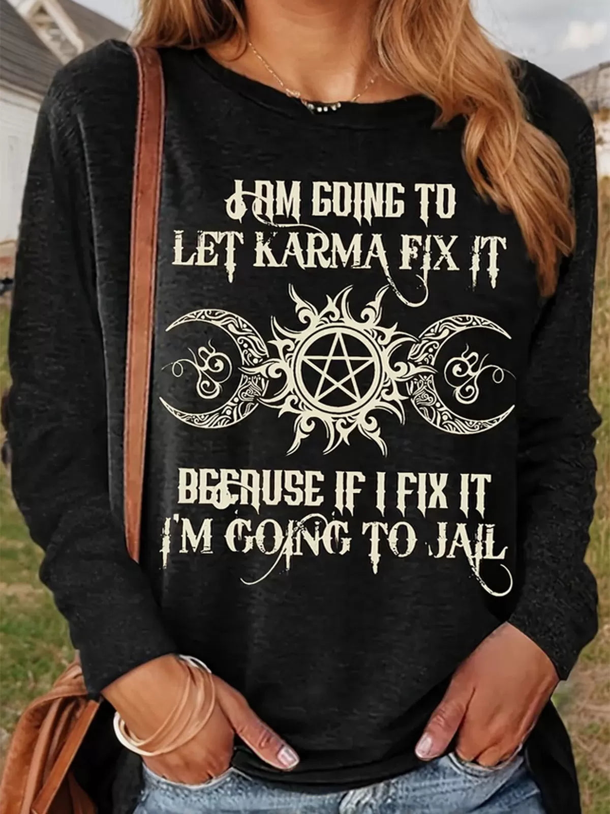 Graphic Round Neck Long Sleeve T-shirt