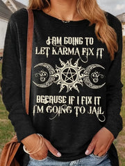Graphic Round Neck Long Sleeve T-shirt